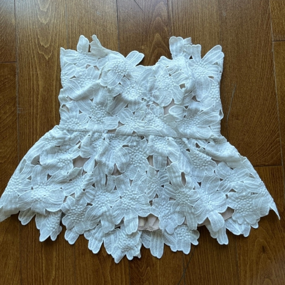 White Stone Cold Fox Eyelet Top